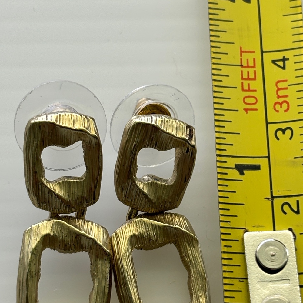 Gold-Tone Geometric Drop Earrings - Picture 3 of 3